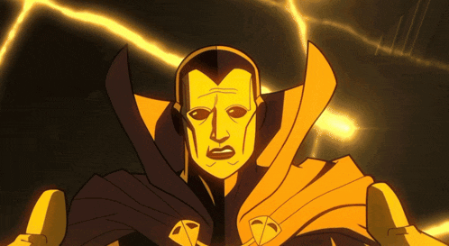 a cartoon of a man in a yellow cape