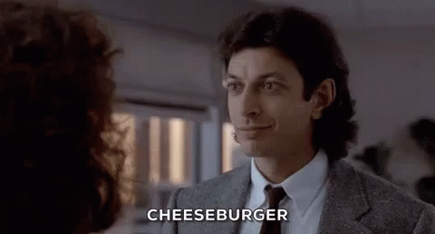 Hungry? GIF - Cheeseburger Jeff Goldblum GIFs