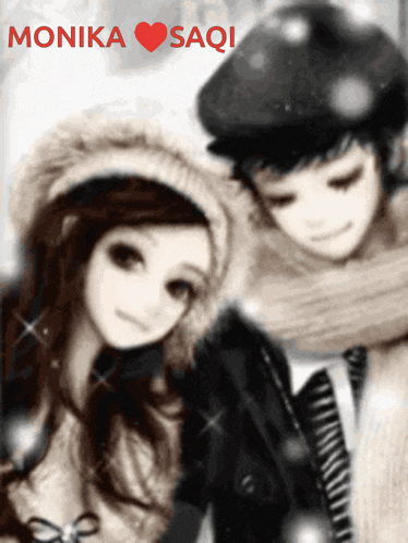 a picture of a boy and a girl with the words monika saqi