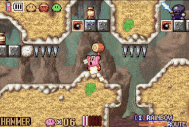 a screenshot of a video game with hammer and rainbow route on the screen