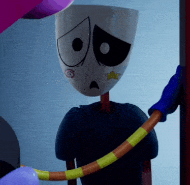 a cartoon character with a star on his face