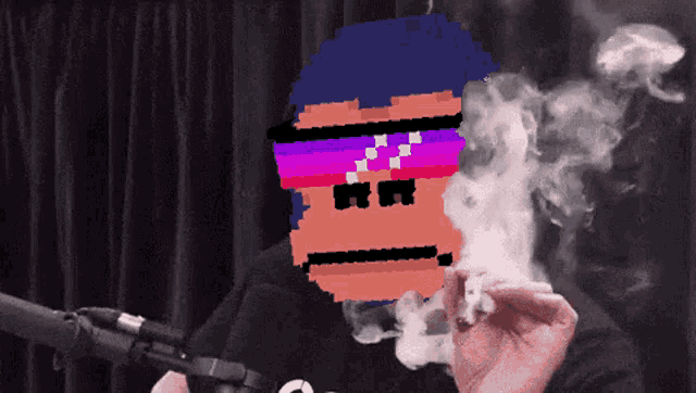 a pixel art of a gorilla wearing sunglasses and smoking a cigarette