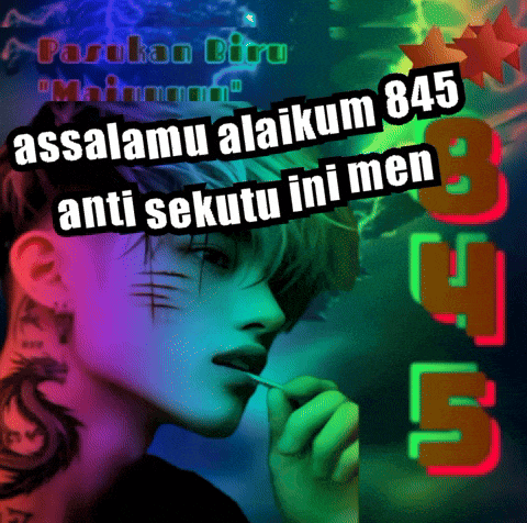 a man with a tattoo on his neck is surrounded by numbers 3 and 5