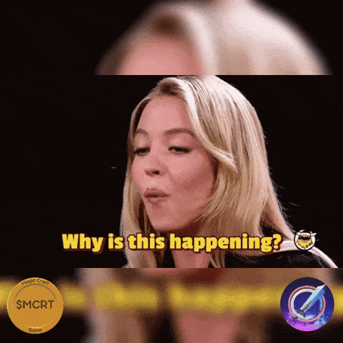 a woman says why is this happening in yellow letters