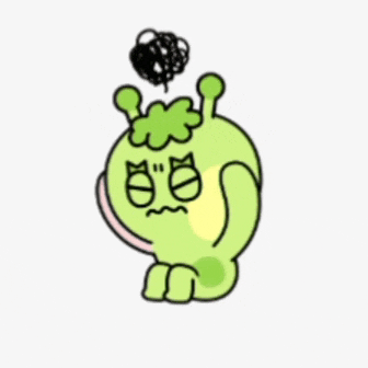 a cartoon drawing of a green monster with a cat on its head