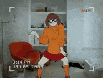 a cartoon character from scooby doo is dancing in a room