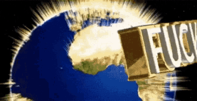 a picture of the earth with the word fuck written on it