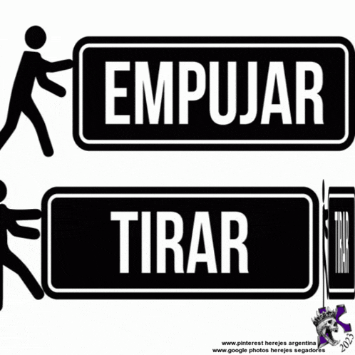 a black and white sign that says empujar on it