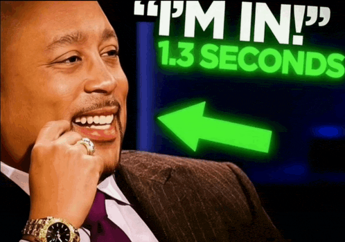 a man in a suit and tie says " i 'm in " 1.3 seconds