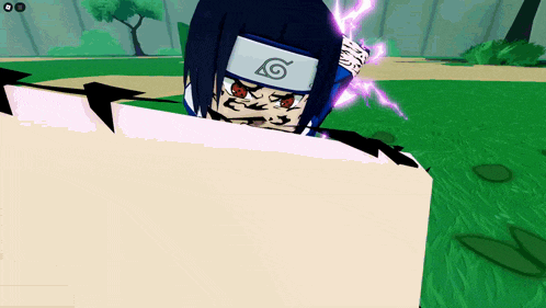 a cartoon character with a white headband with the letter g on it is in a video game