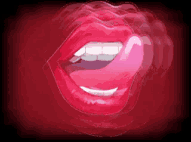 a cartoon drawing of a woman 's mouth with her tongue sticking out