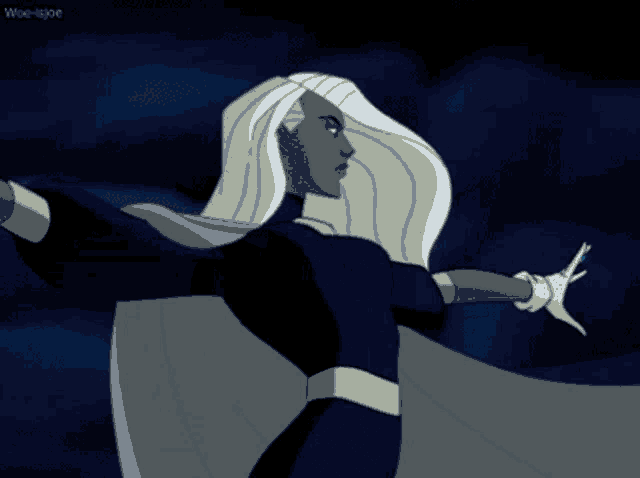 a cartoon character is flying through the air with a cape on .