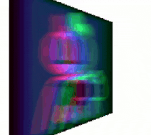a blurry picture of a purple and green object with the number 9 on it