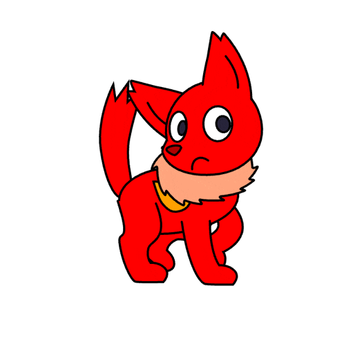 a drawing of a red cat with a yellow collar