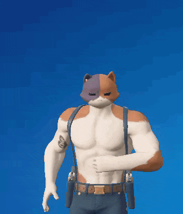 a man with a cat 's head is holding a red card in his hand