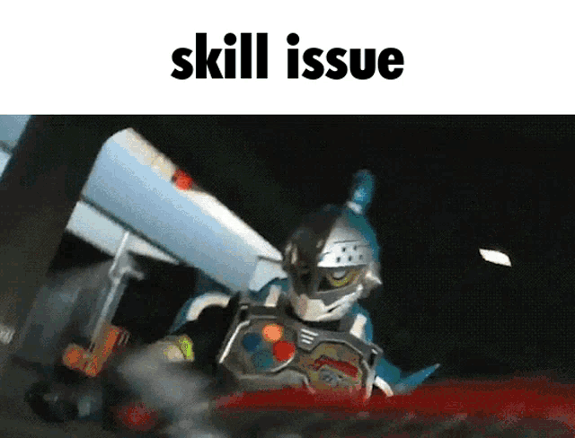 a picture of a robot with the words skill issue on the top