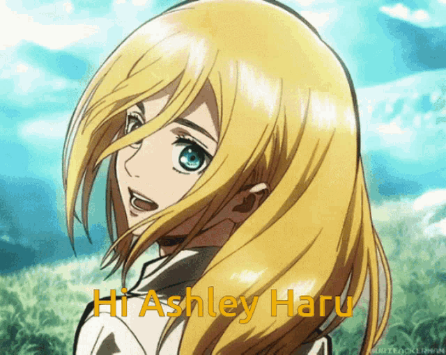 a picture of a girl with the name ashley haru written on it