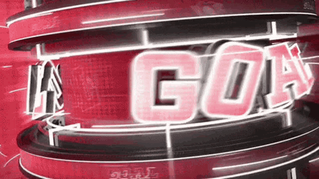 the word goa is displayed on a red and black background