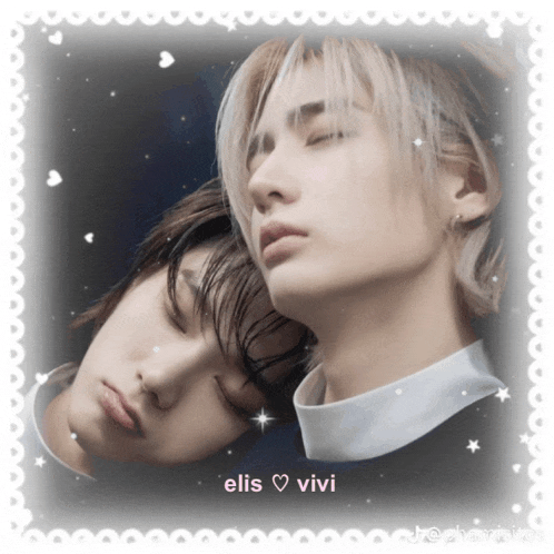 a picture of two men with the words elis vivi on the bottom right