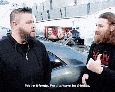 a man with a beard says we 're friends