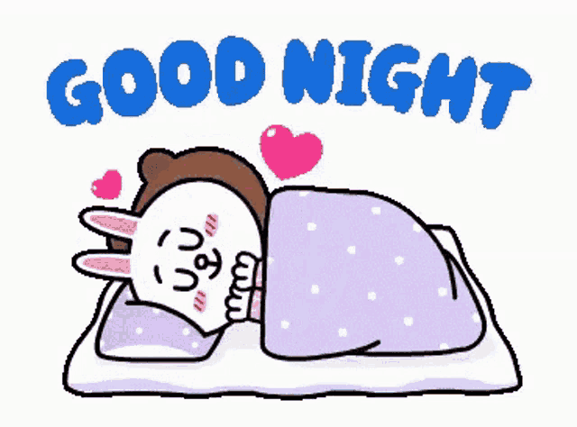 a brown bear is laying on a bed with a blanket and a pillow and the words `` good night '' .