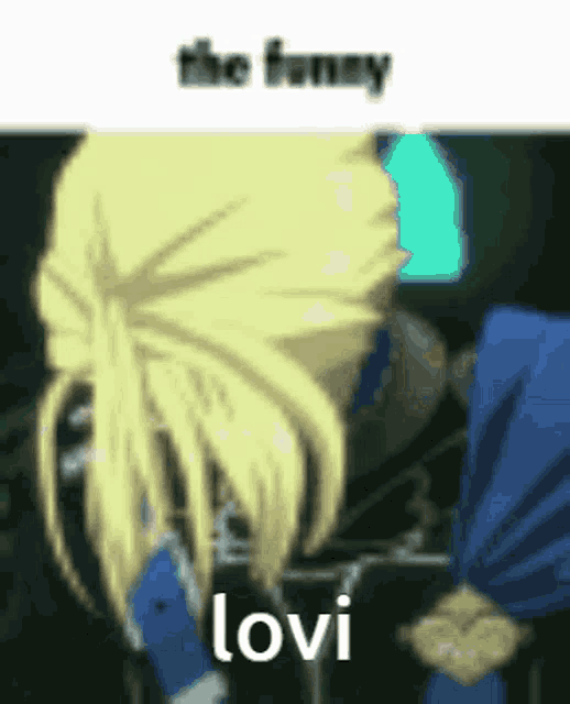 a close up of a person 's head with the words `` the funny lovi '' written on it .