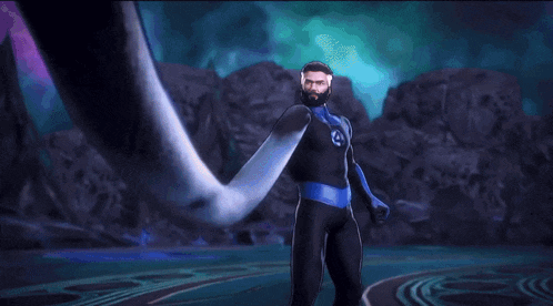 a man in a fantastic four costume is holding a glowing object