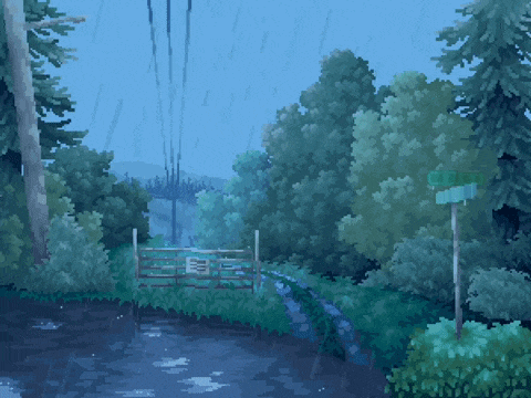a pixel art painting of a fenced in area with a sign that says ' no entry '