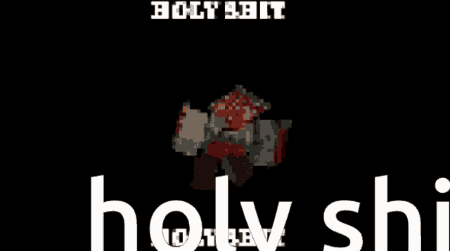 a pixel art of a smiley face with the words holy shit underneath it