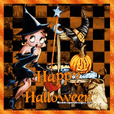 a picture of betty boop with the words happy halloween
