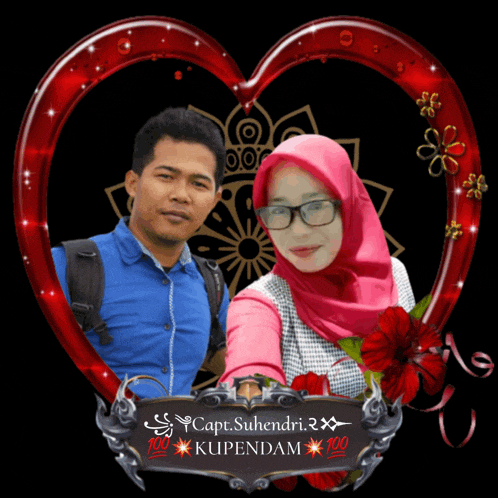 a man and a woman are in a heart shaped frame that says capt suhendri