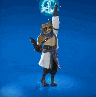 a fox in a white dress is dancing in a blue light