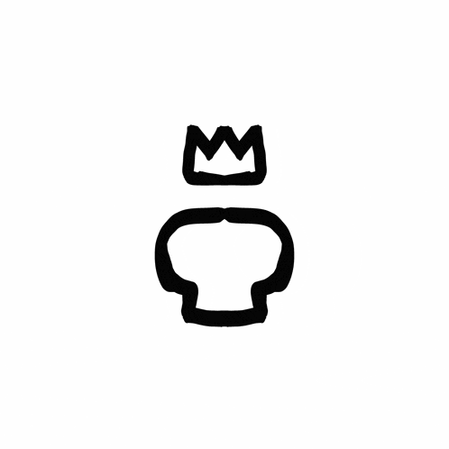 a black and white drawing of a muffin with a crown on it