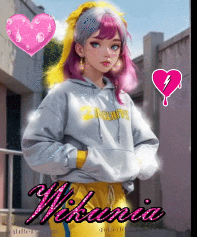 a picture of a girl with pink hair and the name viktoria on it