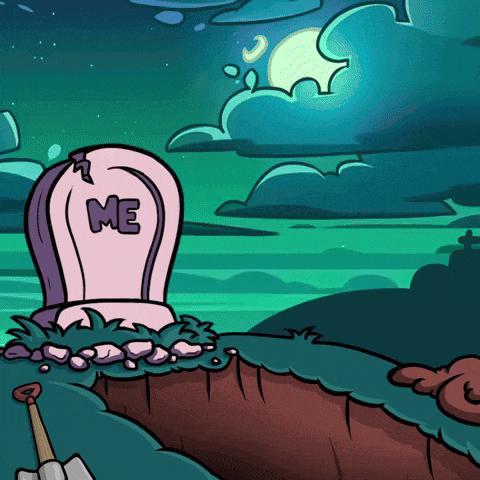 a cartoon drawing of a grave with the word me written on it