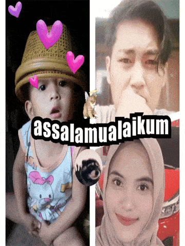 a picture of a baby a man and a woman with the words assalamualaikum on top
