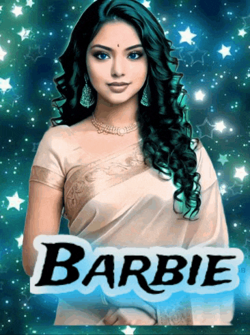 a picture of a woman with the word barbie on the bottom right