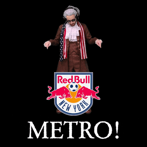 red bull new york logo with a soccer ball in the center