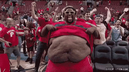 Fat Man GIF - Dancing Fat Belly Fans GIFs