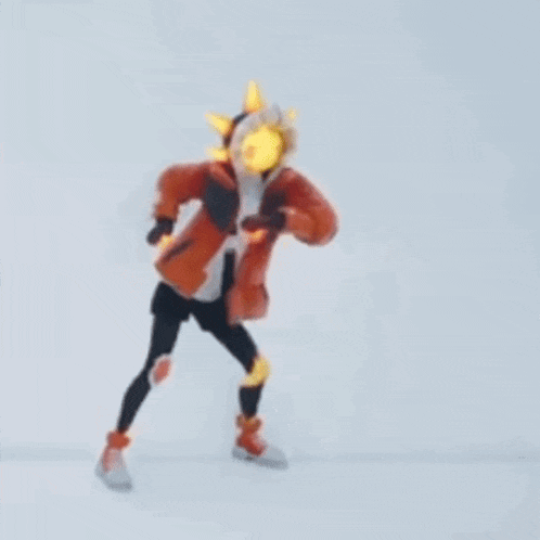a person in a dinosaur costume is dancing in a room .