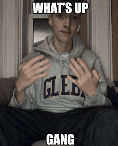 a man wearing a hoodie that says gled gang