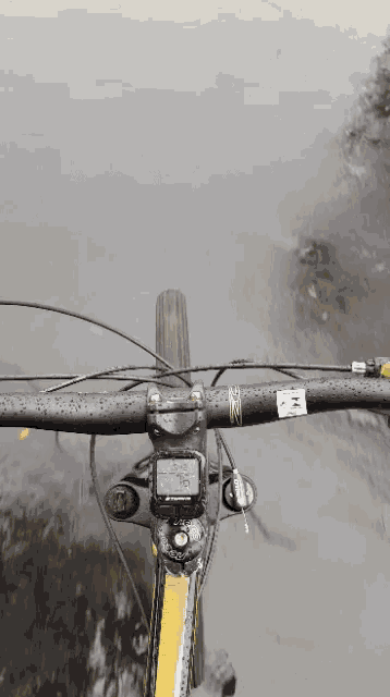 a bicycle with a sticker on the handlebars that says ' triumph ' on it