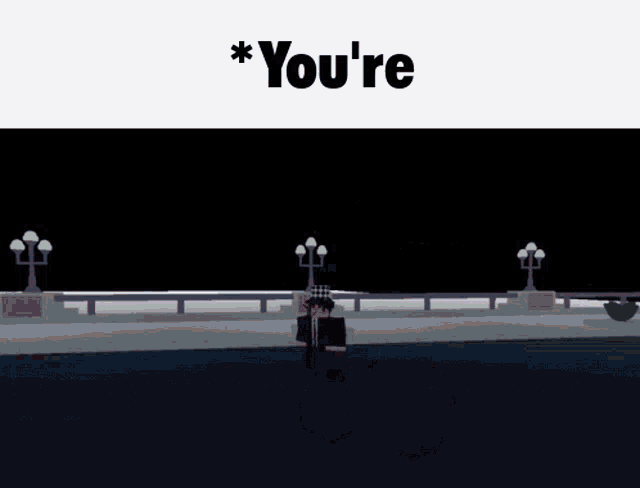 a cartoon of a man standing in the dark with the words you 're above him