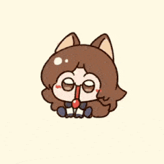 a cartoon character with a cat ear and a red nose is yawning .