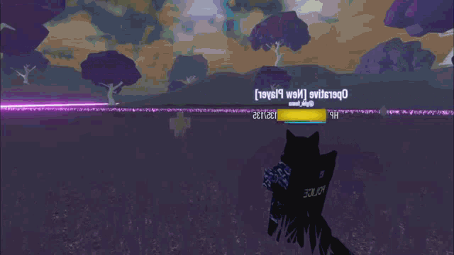 a screenshot of a video game shows a wolf with a purple background and the word wolf on it
