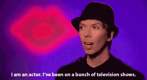 a man in a hat is talking about being on a bunch of television shows .
