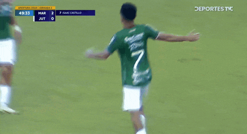 a soccer player in a green jersey with the word 4wd on the front
