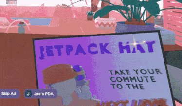 an advertisement for a jetpack hat that says take your commute to the next level on it