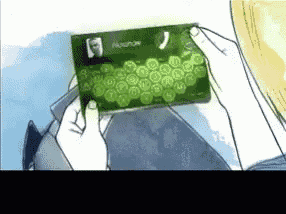 a drawing of a person holding a wallet with a picture of a person on it