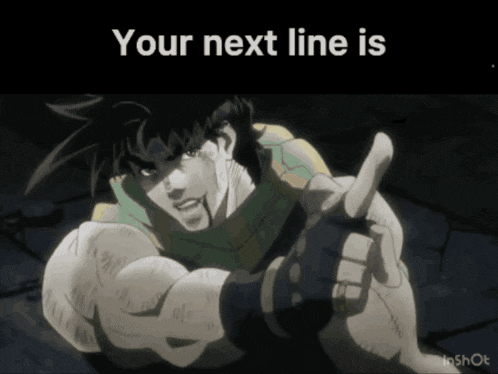 a cartoon character giving a thumbs up with the words your next line is above him